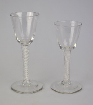 Appraisal: Two th century drinking glasses with bucket shaped bowls on