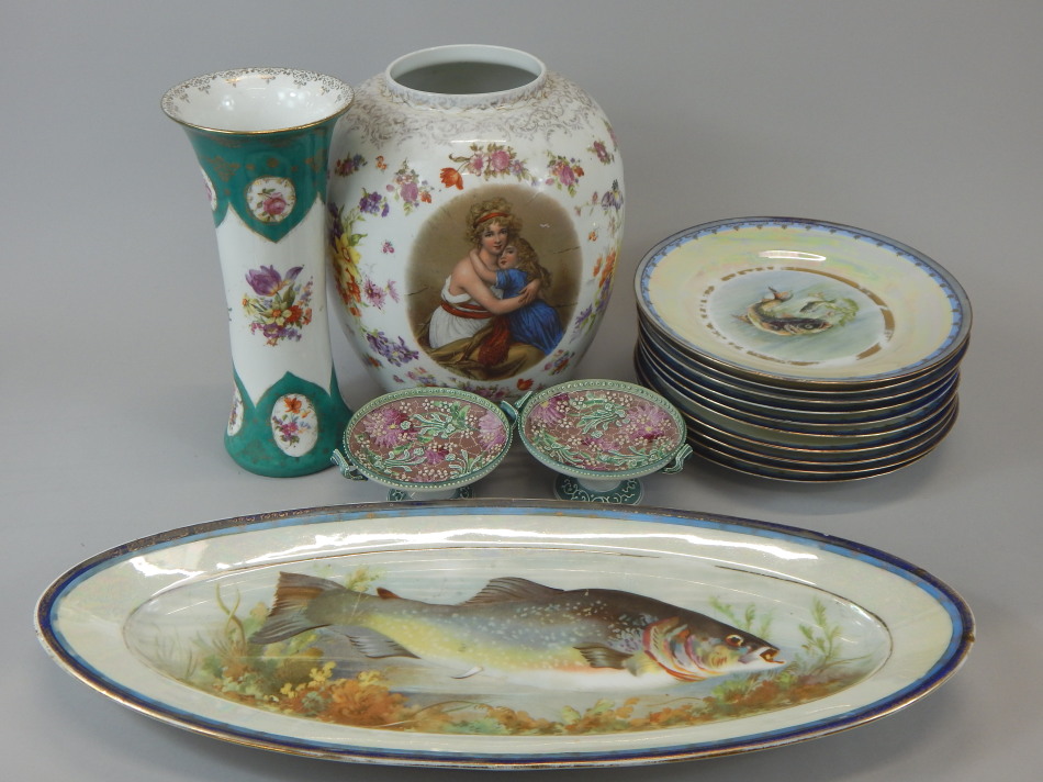 Appraisal: Various ceramic items to include a Limoges style Czechoslovakian fish