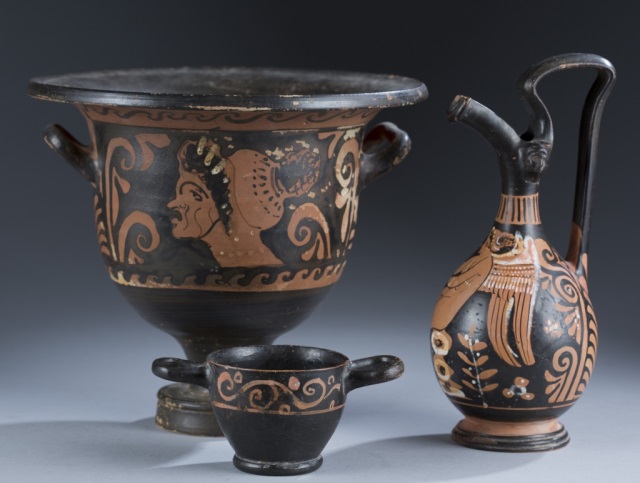 Appraisal: Three Greek Red-figure Urns th Century or earlier Classical forms