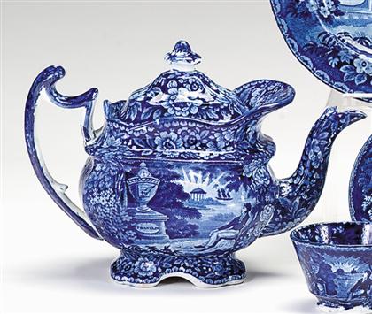 Appraisal: Historical blue transferware teapot enoch wood and son burslem -