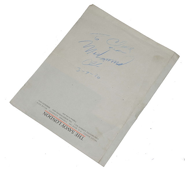 Appraisal: MUHAMMAD ALI - A Sheet of The Savoy London notepaper