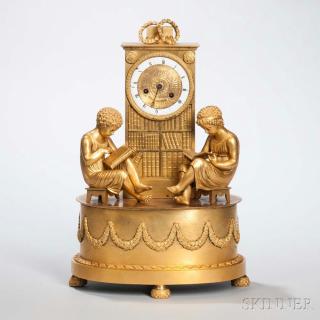 Appraisal: Empire Gilt-bronze Mantel Clock France first quarter th century with