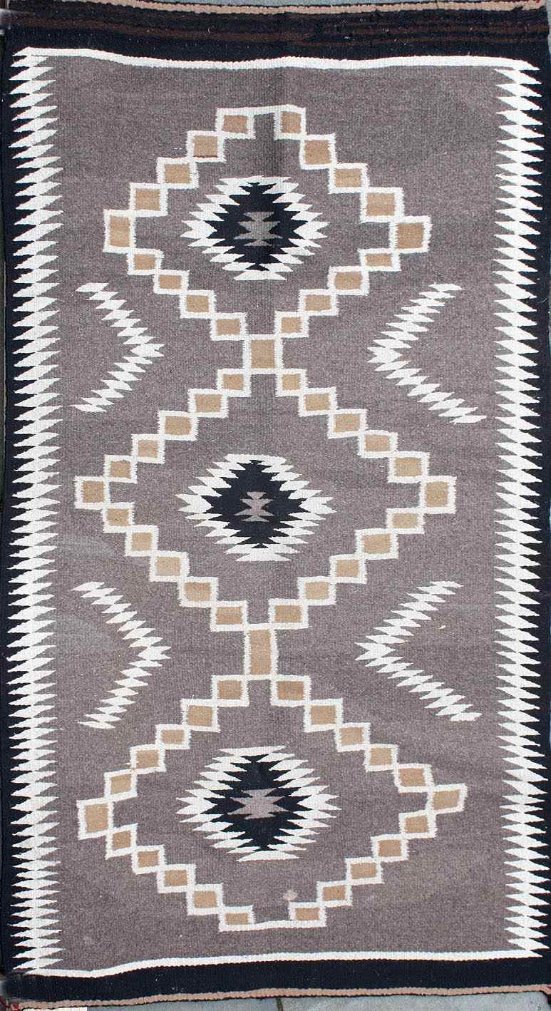 Appraisal: NATIVE AMERICAN RUG ' x ' '' Three linked gray