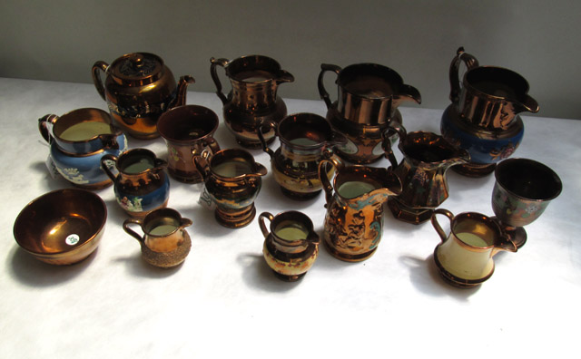 Appraisal: COLLECTION OF COPPER LUSTREWARE sixteen pieces in various sizes shapes