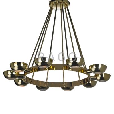 Appraisal: GINO SARFATTI - ARTELUCE Chandelier Italy s Brass enamel frosted