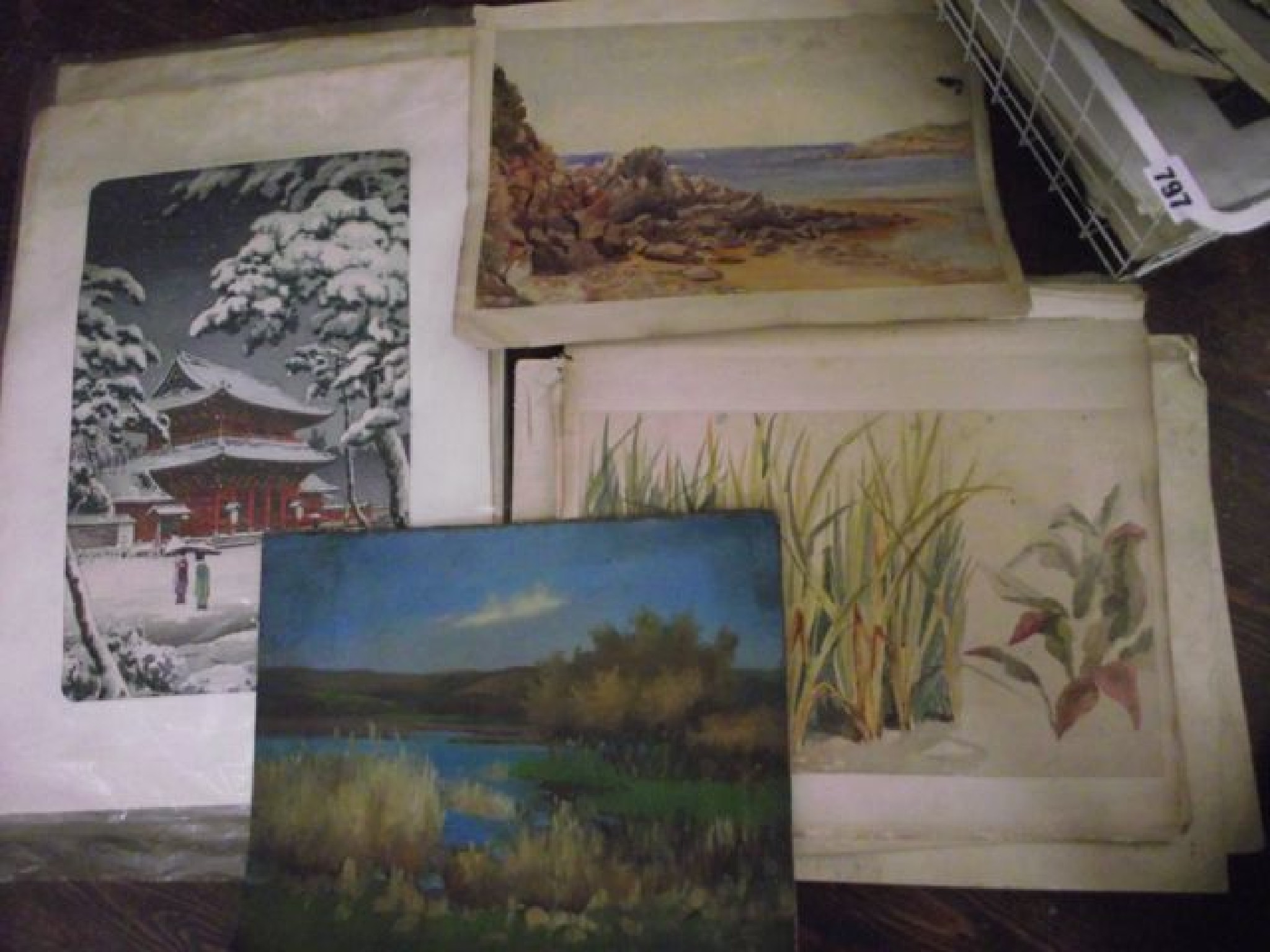 Appraisal: A collection of unframed th century and other watercolours prints