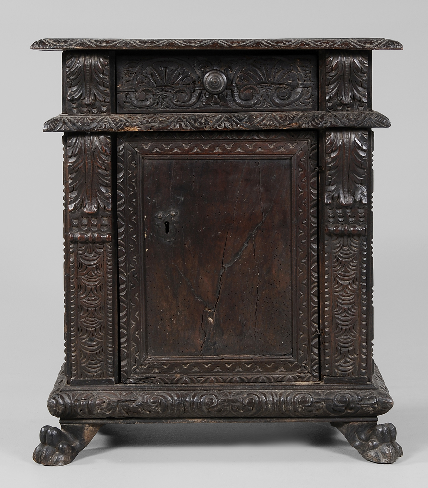 Appraisal: Baroque Carved Walnut Side Cabinet Italian th century in part