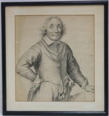 Appraisal: FRAMED AND GLAZED DRAWING OF A NOBLEMAN SIGNEDI L AND