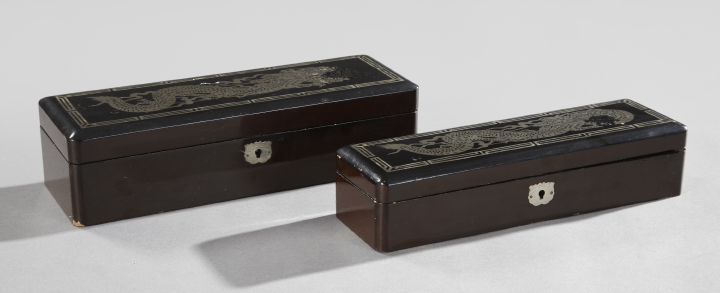 Appraisal: Graduated Pair of Anglo-Chinese Black Lacquer Glove Boxes fourth quarter