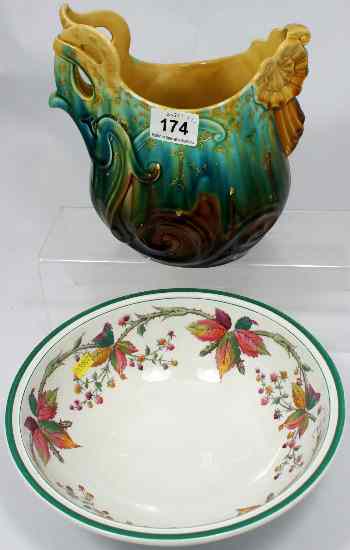 Appraisal: Minton Majolica Planter Art Noveau Style Slight Glaze Loss height