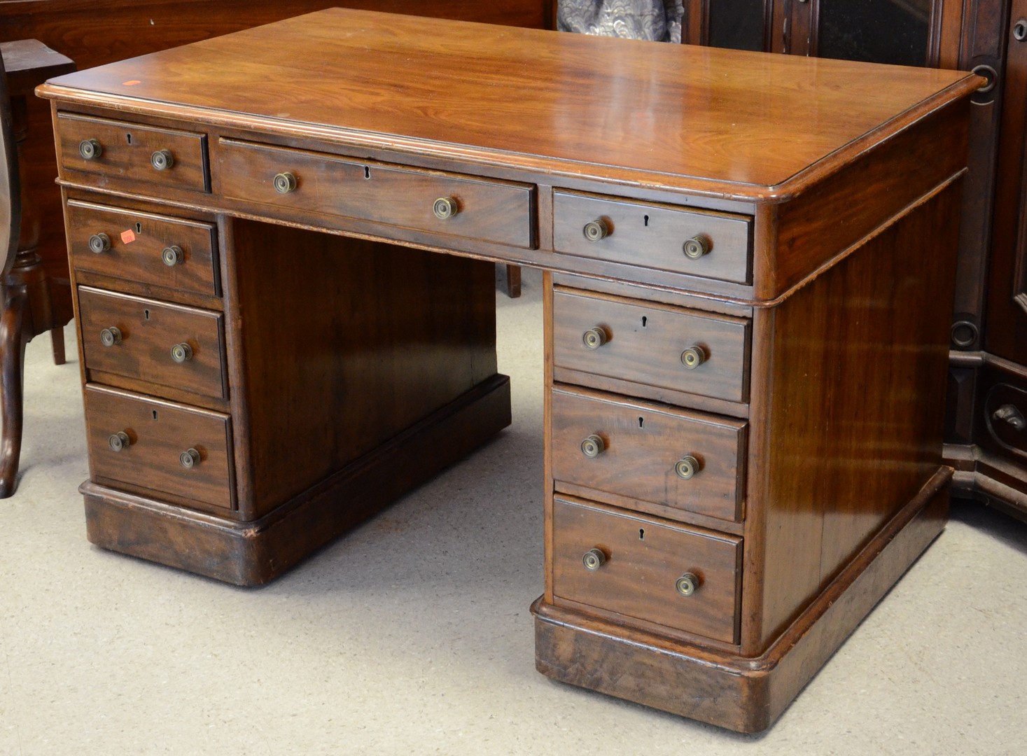 Appraisal: Georgian style mahogany part kneehole desk th century w d