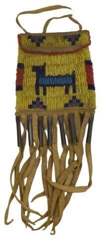 Appraisal: Plains-style beaded hide bag third quarter th c or later