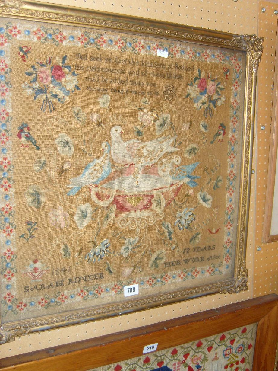 Appraisal: A th century needlework sampler by Sarah Rinder aged dated