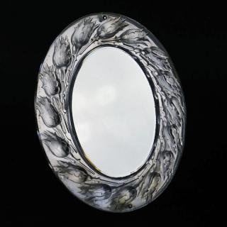 Appraisal: Lalique Boutons de Roses Crystal Table Mirror Lalique Boutons de