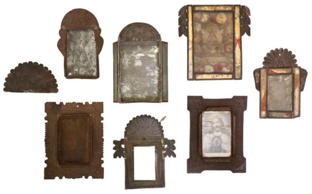 Appraisal: lot of Collection of foliate embossed metal nichos frames three