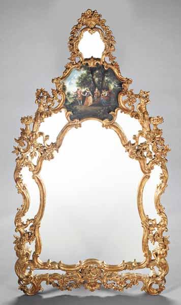 Appraisal: A Venetian-Style Carved Paint-Decorated and Gilt Mirror height in width