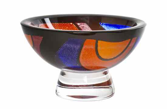 Appraisal: An Orrefors Glass Footed Bowl Jan Johansson having internal geometric