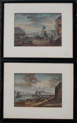 Appraisal: PAIR OF TH CENTURY PARISIAN WATERCOLORS Views of the Seine