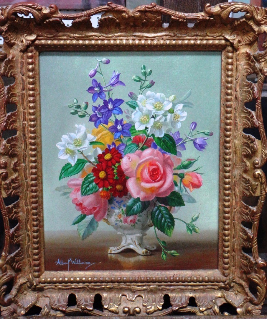 Appraisal: Albert Williams - Still life of flowers in a porcelain