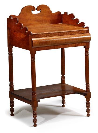 Appraisal: Classical curly maple one drawer standcirca