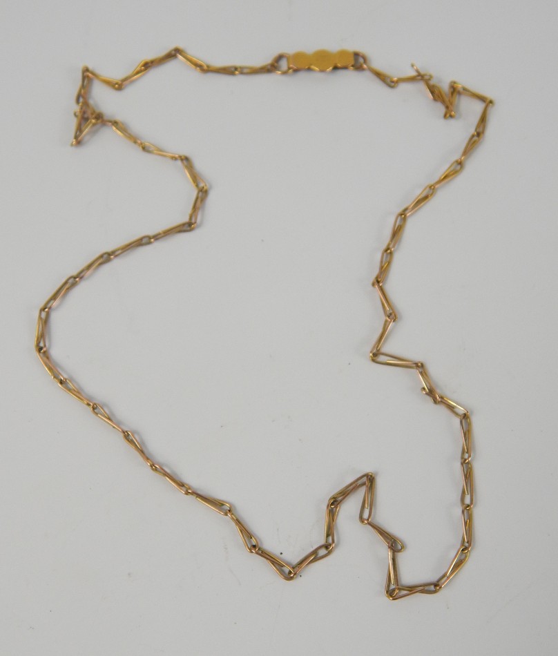 Appraisal: A yellow metal fancy link neck chain marked ct g