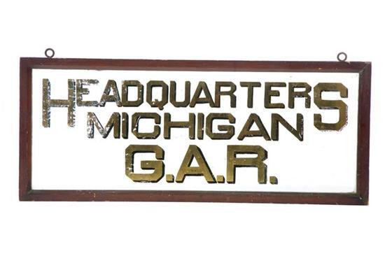 Appraisal: GAR SIGN Late th-early th century Reverse glass painted sign