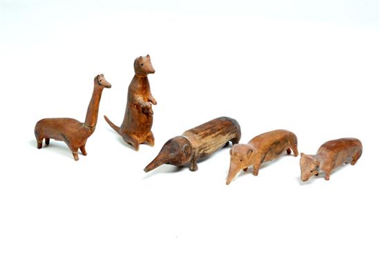 Appraisal: FOLKY CARVED ANIMALS American early th century softwood Includes a