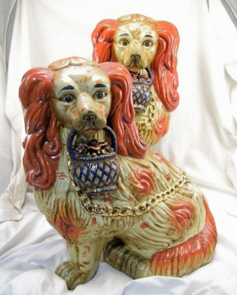 Appraisal: Pair Staffordshire Dogs Large ceramic pair of Staffordshire style dogs