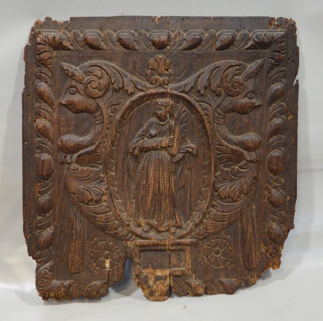 Appraisal: Continental Carved Wood Panel depicting Ceres possibly part of a