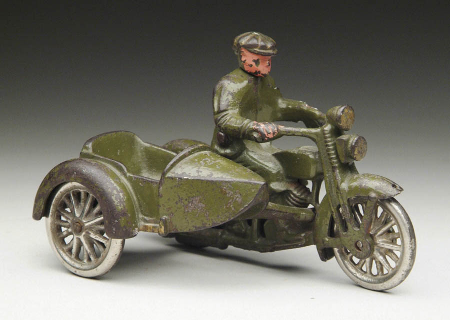 Appraisal: HUBLEY MOTORCYCLE WITH SIDECAR Green Harley Davidson cycle with nickel