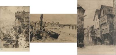 Appraisal: Three Etchings Charles Jean Forget French b and Charles John