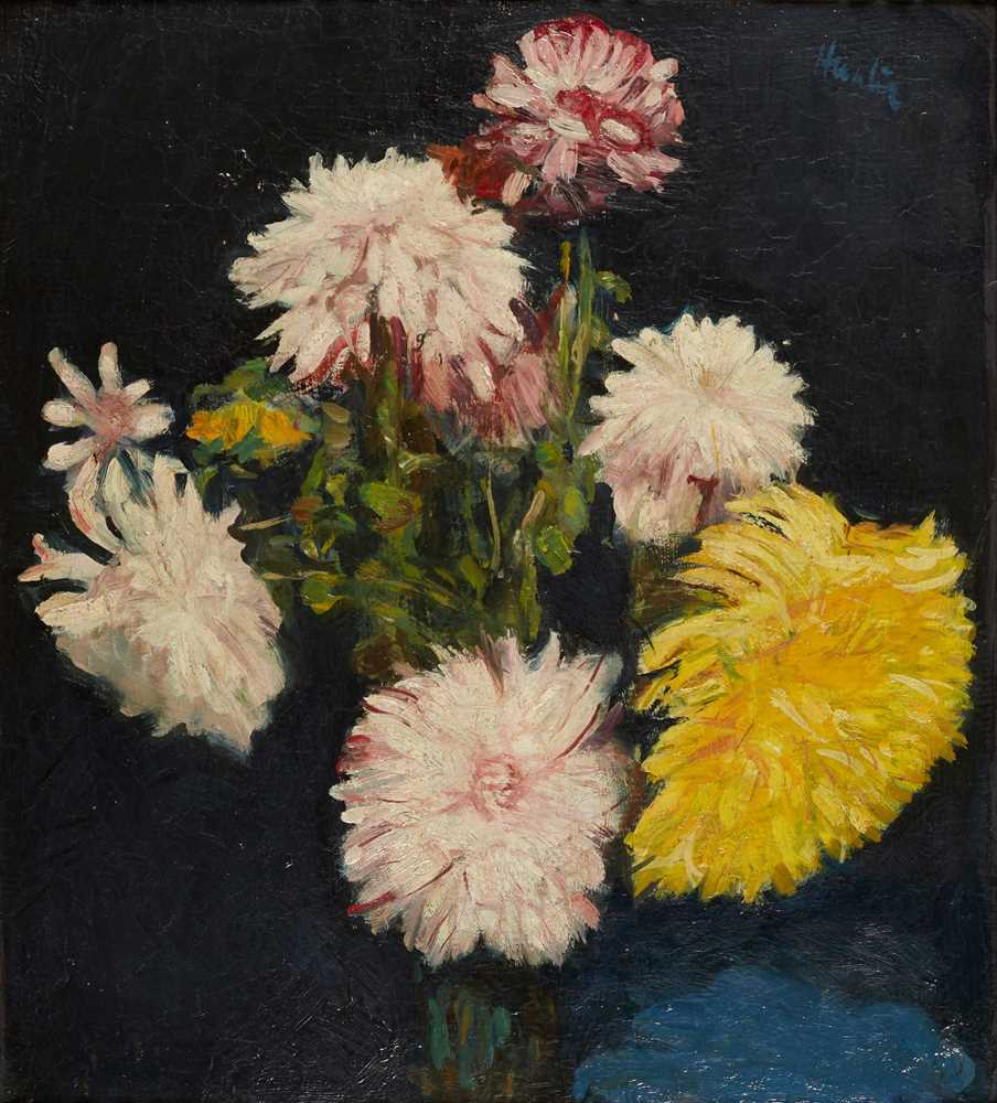 Appraisal: GEORGE LESLIE HUNTER SCOTTISH - A STILL LIFE OF CHRYSANTHEMUMS