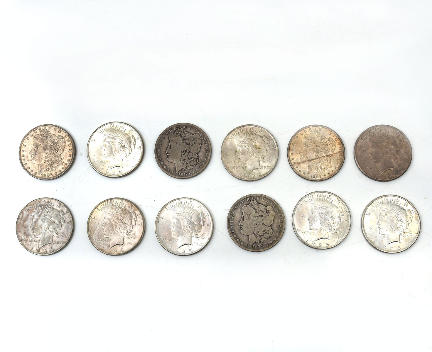 Appraisal: PIECE MORGAN AND PEACE SILVER DOLLARS Comprising - - -