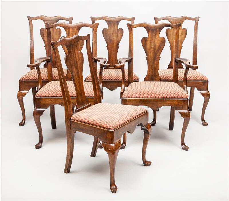 Appraisal: Set of Six George III Style Walnut Dining Chairs Modern