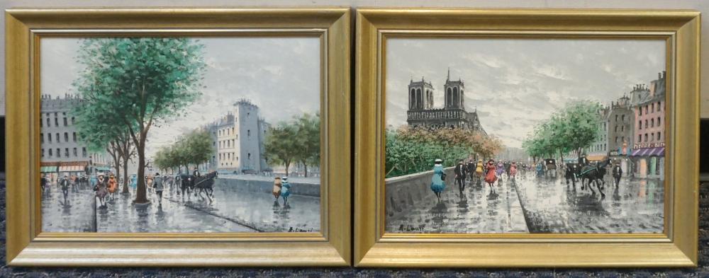 Appraisal: R Lauri Pair Paris Street Scenes Oil on Canvas Each