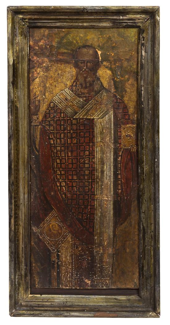 Appraisal: Sale Lot A Greek Icon Painted Panel depicting a saint