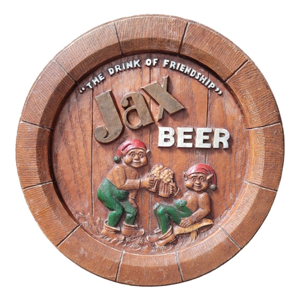 Appraisal: Jax Beer Elves Barrel Chalk -D Wall Sign FLORIDA RAREReference