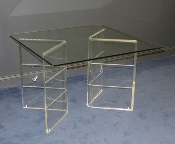 Appraisal: Vintage Modern glass top dining table with duel V lucite