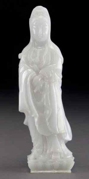 Appraisal: Chinese carved jadeite Guanyin ''H Circa - Early th C