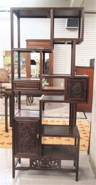 Appraisal: CHINESE ROSEWOOD ETAGERE having nine levels of open shelves single