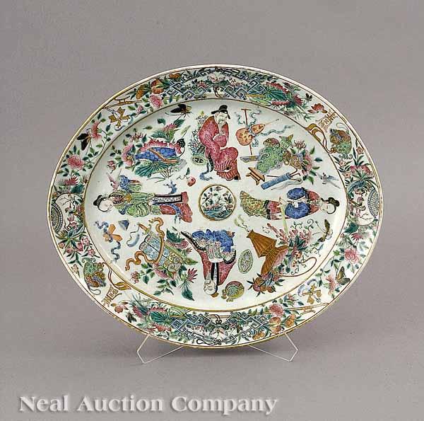 Appraisal: A Canton Famille Rose Porcelain Eight Immortals Oval Platter early