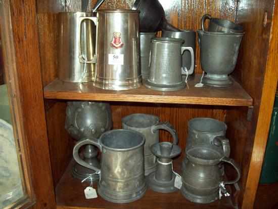 Appraisal: A GROUP OF SIXTEEN ASSORTED PEWTER MUGS