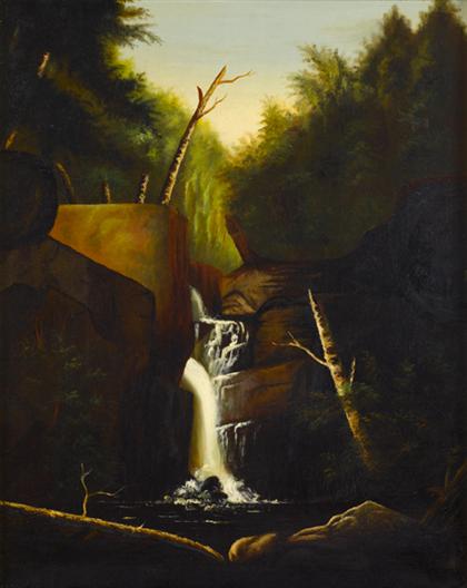 Appraisal: American school th century new hampshire waterfall Unsigned oil on