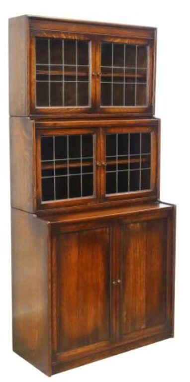 Appraisal: English oak stacking bookcase early th c two graduated stacks