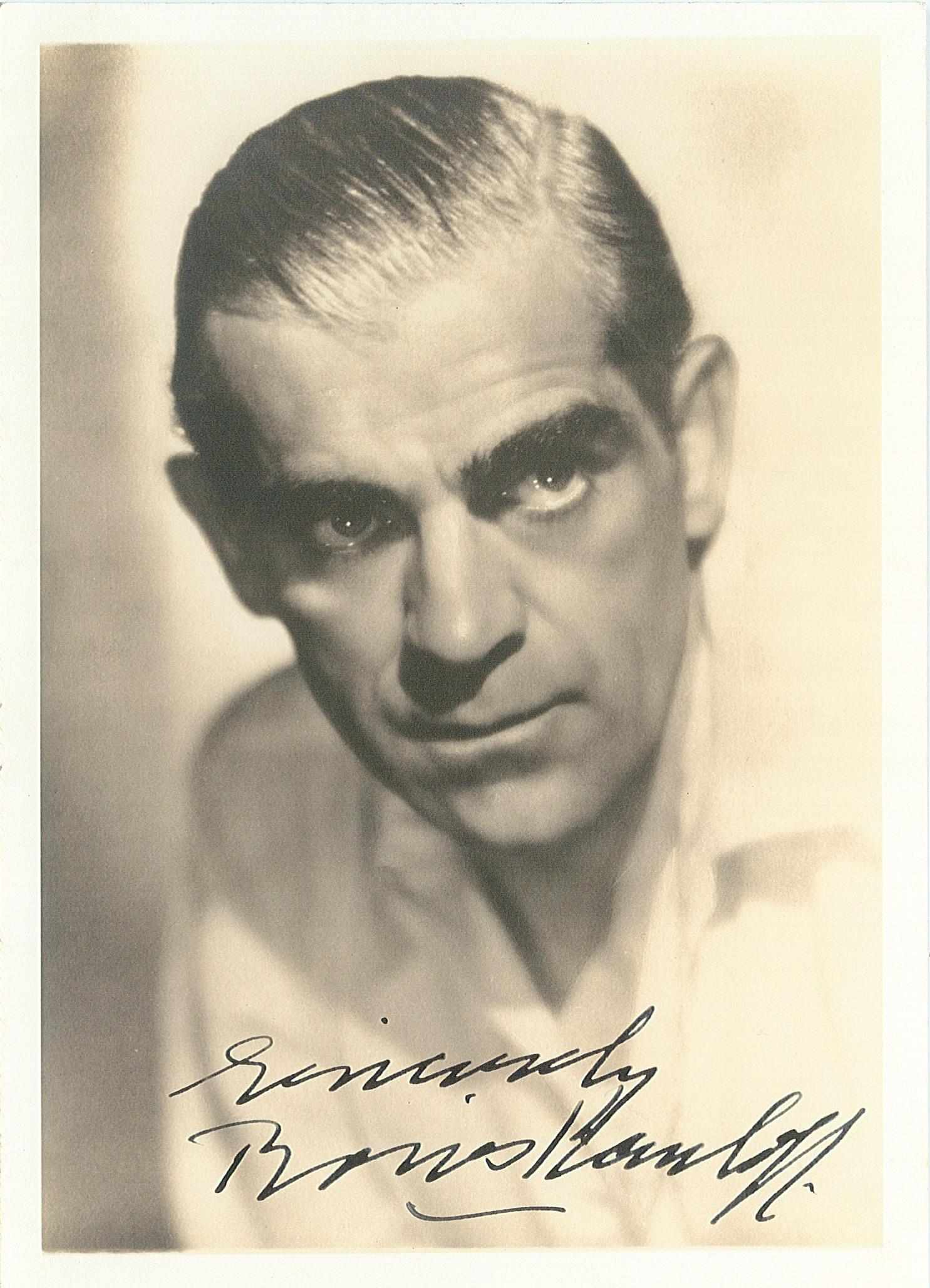 Appraisal: KARLOFF BORIS AND ELSA LANCASTER Photograph Signed ''Boris Karloff'' and