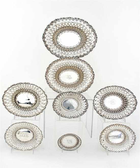 Appraisal: Whiting reticulated sterling basket set New York circa graduated suite