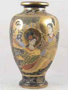 Appraisal: A Japanese vase with overglaze tube lined and gilt courtesans