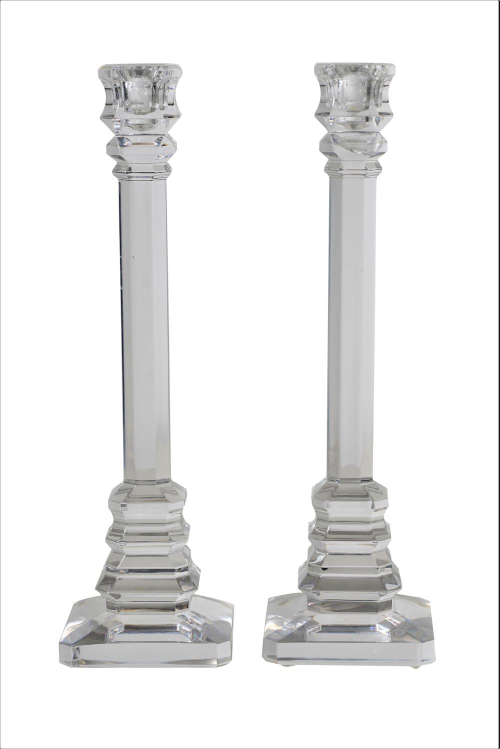 Appraisal: PAIR OF VAL SAINT LAMBERT GLASS CANDLESTICKS inches high Condition