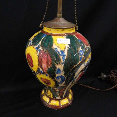 Appraisal: Pottery Table Lamp colorful floral body