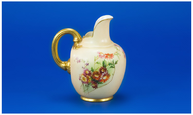 Appraisal: Royal Worcester Blush Ivory Ewer With Painted Floral Decoration Shape